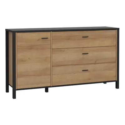 High Rock Chest of Drawers in Matt Black/Riviera Oak