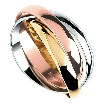 (R) Russian Wedding Ring Chunky Solid Sterling Silver Ladies Band Rose & Yellow Gold