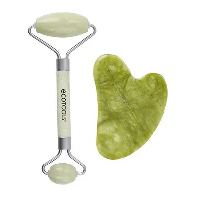 EcoTools Jade Roller and Gua sha Facial Set, Face Roller and Massage Tool, 100% Jade Skincare Es