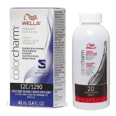 (12C+Dev (Vol. 20) 3.6oz) Wella 12C Ultra Light Blonde Color Charm Permanent Hair Colour