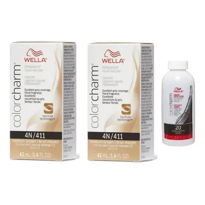 (8N+8N+Developer (Vol.20)3.6oz) Wella 8N Light Blonde Color Charm Permanent Liquid Haircolor