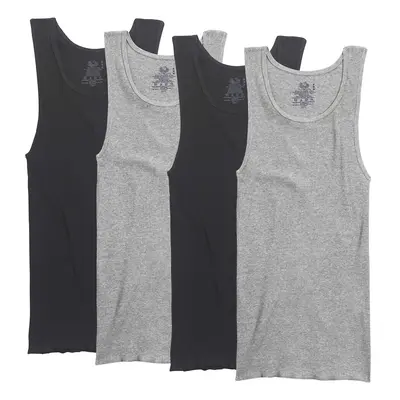 Fruit of the Loom Men's A-Shirt (Pack of 4) Black/Gray Medium