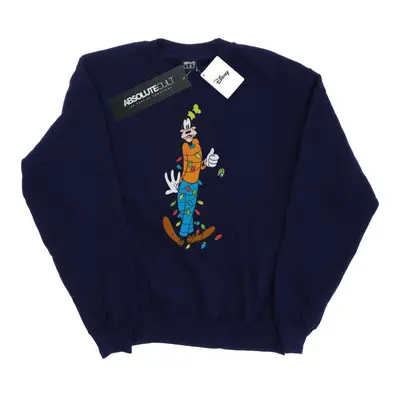 (XXL, Navy Blue) Disney Womens/Ladies Goofy Christmas Lights Sweatshirt