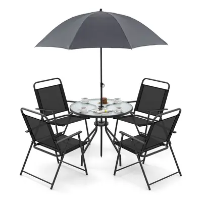 6 Pcs Outdoor Dining Set Patio Garden Table Set for w/Umbrella