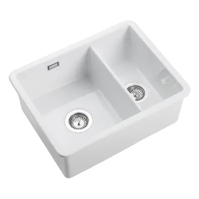 Rangemaster Rustique Kitchen Sink 1.5 Bowl Left Hand Ceramic White FREE Waste