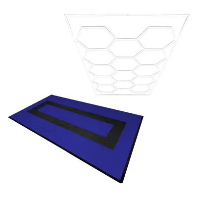 (Hexagon LED Light & Vented Garage Floor Tiles With Edges - Blue & Black) Vented Garage Floor Ti