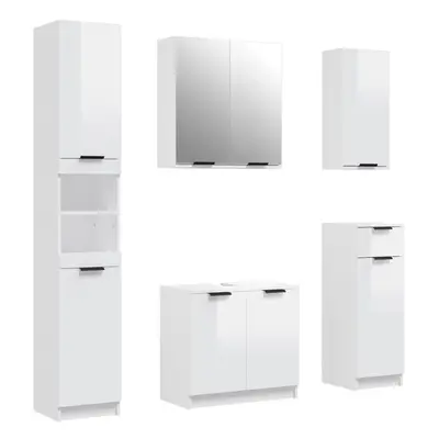 (high gloss white) vidaXL Bathroom Cabinet Set Piece Engineered Wood Vanity Unit Multi Colours