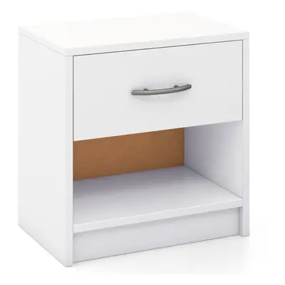 3-Tier Bedside Table Bedroom Nightstand w/Drawer-White