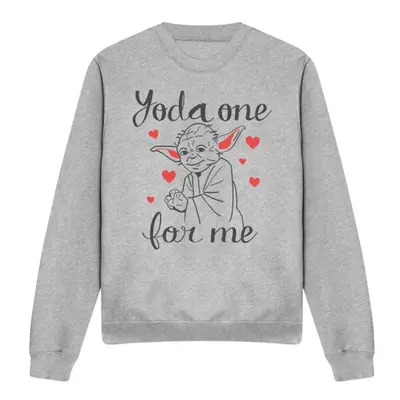 (L, Sport Heather) Star Wars Unisex Adult Yoda One For Me Valentine's Day Sweatshirt