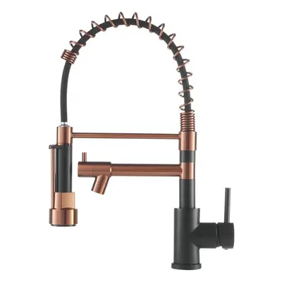 (Black+Rose Gold) Swivel Pulldown Kitchen Faucet with Pot Filler Stainless Steel Brass