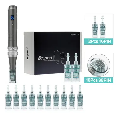 (M8W+10PCS 36PIN) Dr.pen M8w Rechargeable Microneedle Pen Mesotherapy Skin Care Kit With 12pcs C