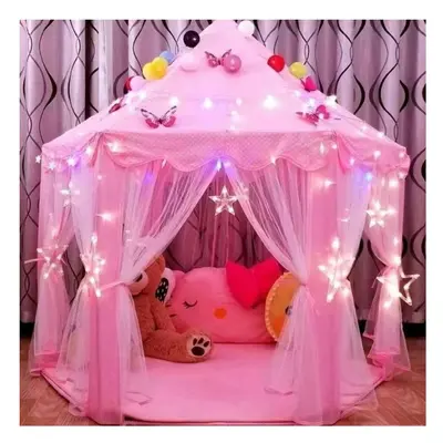 (pink, Big Princess Powder Cotton Pad Star Lantern Butterfly Cloud Banner) Tent Children's Indoo