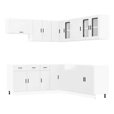 (white) vidaXL Piece Kitchen Cabinet Set Porto Smoked Oak Engineered Wood