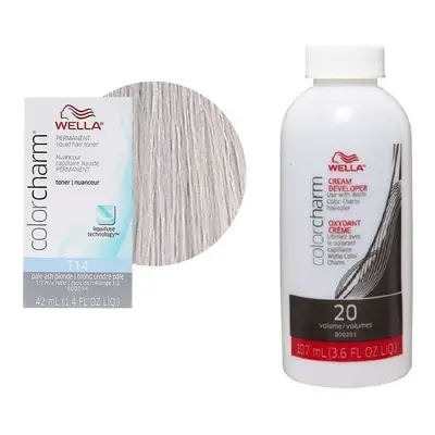 (T14 & Dev (Vol. 20) 3.6oz) Wella Color Charm T11 Lightest Beige Blonde Permanent Liquid Hair To