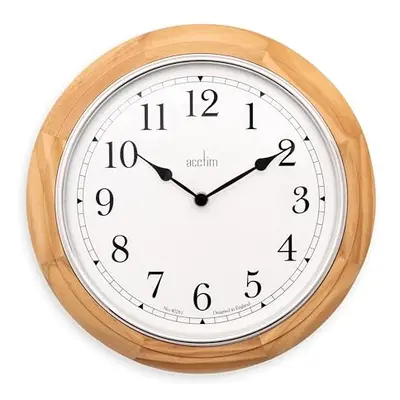 Acctim Winchester Wall Clock Quartz Crafted Wood Domed Glass Lens 31.5cm (Light Wood)