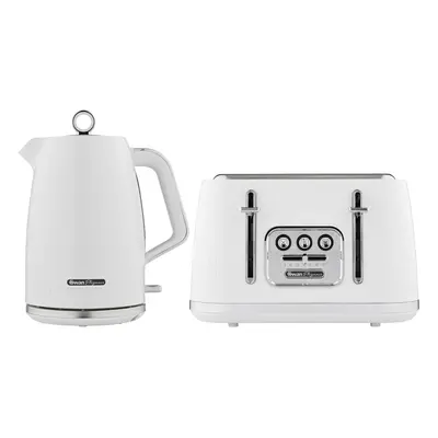 Swan Elegance Kitchen Set, 1.7L Kettle & Slice Toaster, Black, SK14016WHT & ST19025WHT