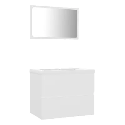 vidaXL Bathroom Furniture Set White Engineered Wood Wall Cabinet Home Cupboard