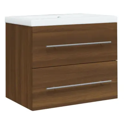 vidaXL Sink Cabinet with Built-in Basin Brown Oak Engineered Wood Sink Unit