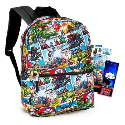 Marvel Avengers Backpack for Boys Girls Kids - Pc Bundle with 16"" Marvel Comics Avengers School