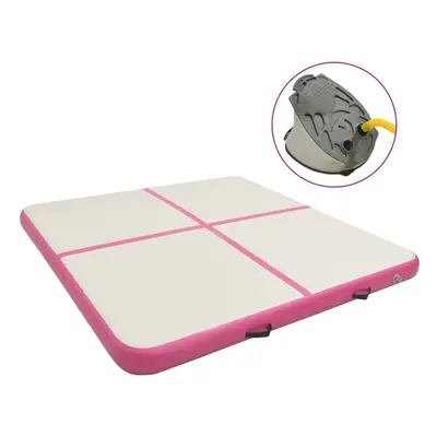 vidaXL Inflatable Gymnastics Mat with Pump 200x200x10 cm PVC Pink Floor Yoga