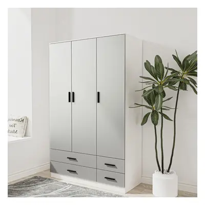 (White & Grey) Door Drawer Wardrobe Storage Shelf Hanging Bedroom Modern Furniture