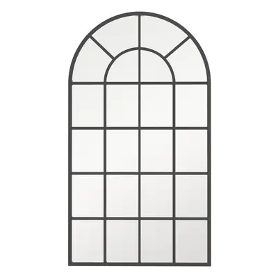 HOMCOM Modern Arch Window Wall Mirror for Living Room Bedroom, 110x62cm, Black