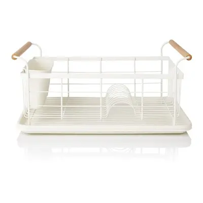 (White) SWAN Nordic Dish Rack With Separate Cutlery Holder, Removable Drip Tray, Scandinavian De