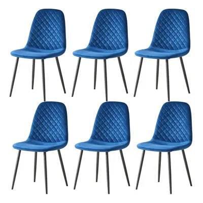 (Blue, 6) 2/4 x Dining Chairs Velvet Chair metal Legs office