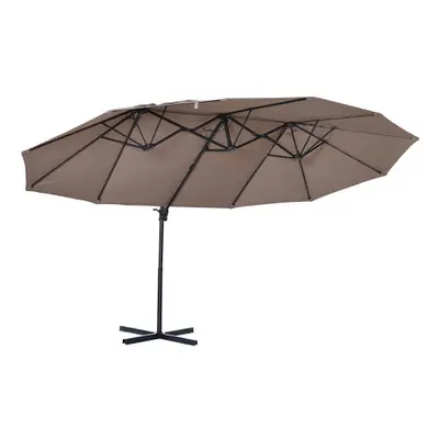 14ft Patio Umbrella Double-Sided Outdoor Market Extra Large Umbrella with Crank, Cross Base for 