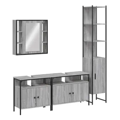 vidaXL Bathroom Cabinet Set Piece Sink Cabinet Grey Sonoma Engineered Wood