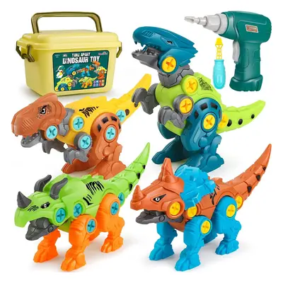 Take Apart Dinosaur Toys for Kids with Storage Box Electric Drill, DIY Construction Build Set Ed