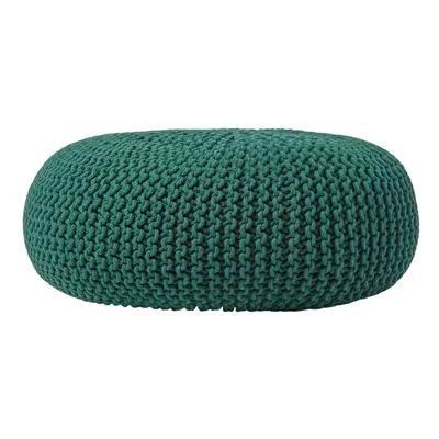 (Forest Green) Knitted Cotton Large Round Pouffe Footstool x cm