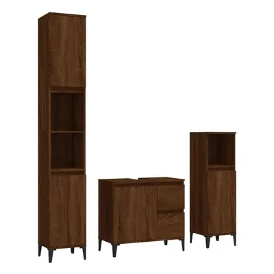 (brown oak) vidaXL Bathroom Cabinet Set Washroom Vanity Unit Set Piece Engineered Wood