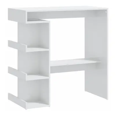 (high gloss white) vidaXL Bar Table with Storage Rack Bar High Table Pub Table Engineered Wood