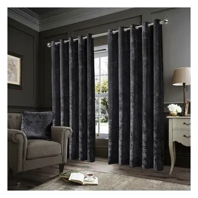 (Charcoal, 66" x 90" (168cm x 228)) Velvet Curtain Eyelet Ring Top Luxury Drapes Interior Decor 