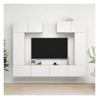 vidaXL TV Cabinet Set Piece White Chipboard Home Furniture TV Stand Cabinet