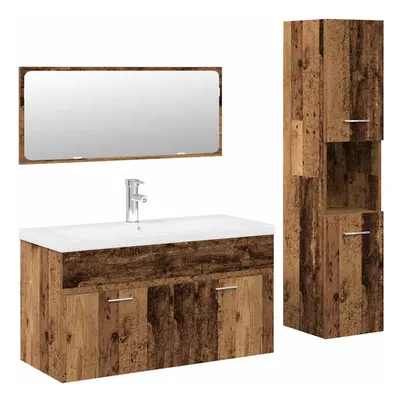 (old wood) vidaXL Bathroom Furniture Set Chipboard Wall Mirror Multi Sizes Multi Colors