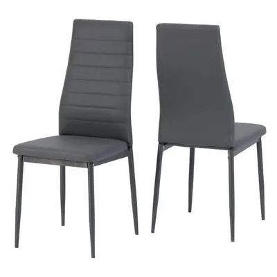 Abbey Chair in Grey Faux Leather Metal Legs x2 Priced per Pair