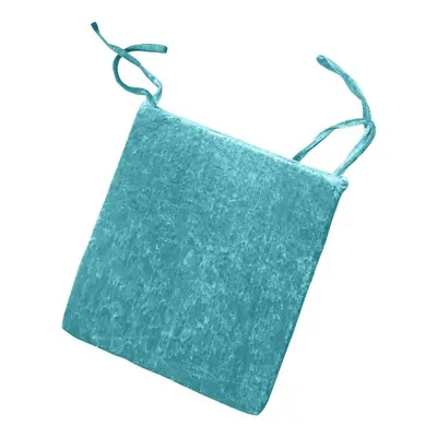 (Pack of 8, Teal) Crushed Velvet Foam Filled Seat Pad Chair Cushions With Ties Chair Pads