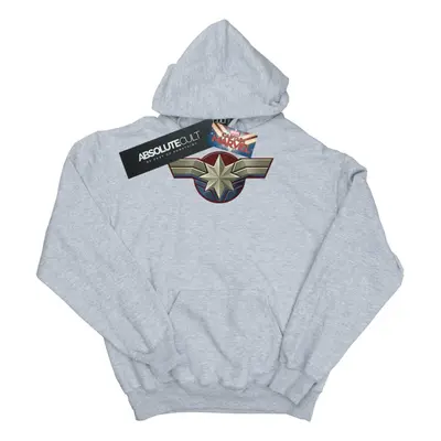 (4XL, Sports Grey) Marvel Mens Captain Marvel Chest Emblem Hoodie