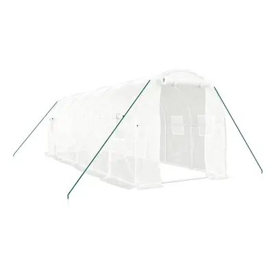 (white, x x m) vidaXL Greenhouse Walk in Greenhouse with Steel Frame Patio Outdoor Grow House