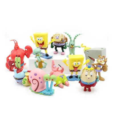 12pcs Spongebob Patrick Cartoon Figures Toys