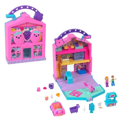 Polly Pocket Pollyville Fresh Market Dolls & Playset Food Toy with Micro Dolls Accessories Inclu