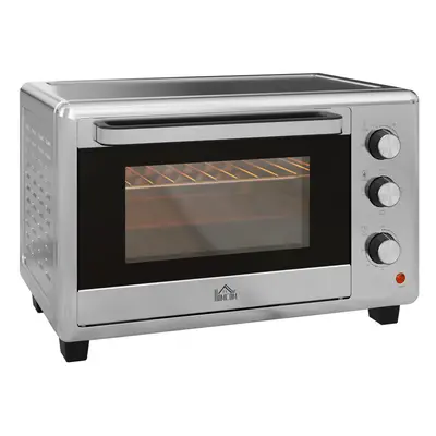 HOMCOM 30L Mini Oven with Adjustable Temperature, Min Time 1600W, Silver