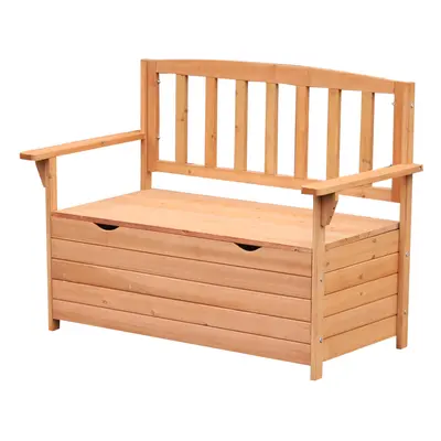 Outsunny Garden Storage Bench, Seater Fir Wood Outdoor Bench, Natural