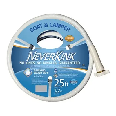 Apex 0.5 in. x ft. NeverKink Boat & Camper Hose, White With Blue Stripe