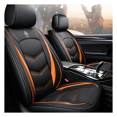 (Orange) Wear-Resistant PU Leather Car Seat Cover