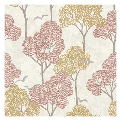 (Coral) Lykke Tree Wallpaper Fine Decor