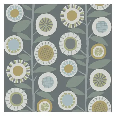 (Grey) Sisu Floral Geometric Wallpaper Fine Decor