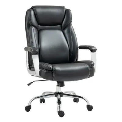 HOMCOM Faux Leather Desk Chair with Adjustable Height, 227kg 500LBS, Black